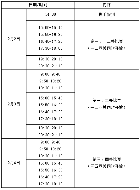 赛程安排 赛程安排